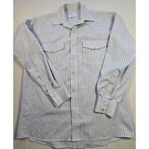 Crazy Cowboy Shirt Mens Med Western Pearl Snap Striped Long Sleeve Flap Pocket